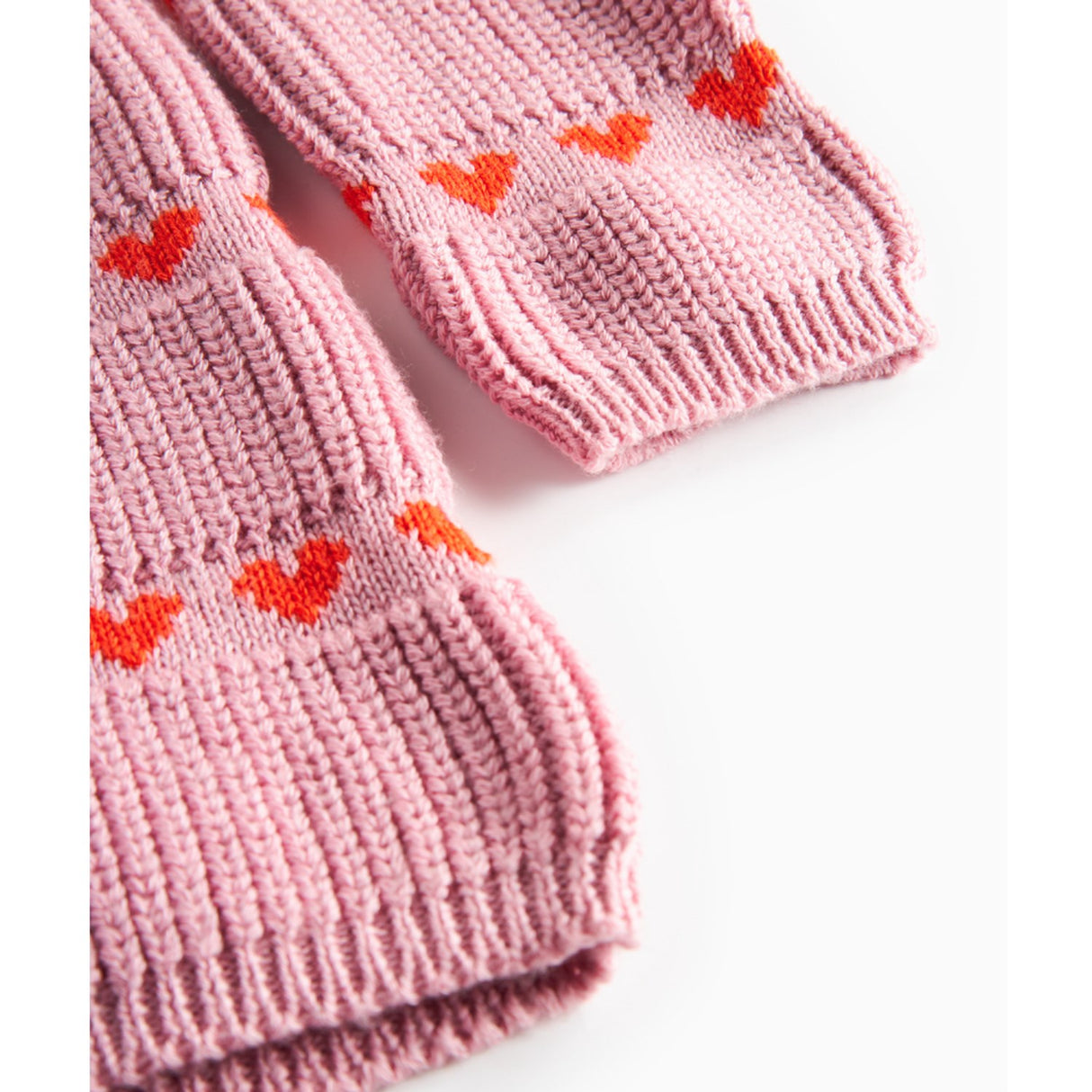 MarMar Light Cotton Wool Pattern Soft Berry Hearts Daso Stickad Klänning