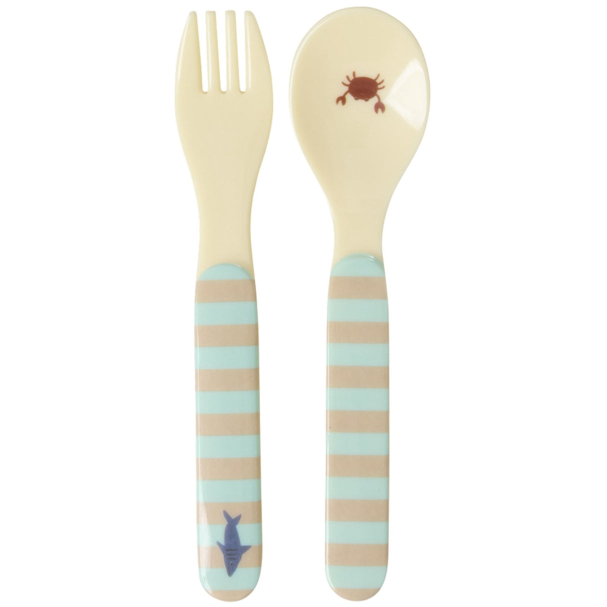 Rice Blue Ocean Print Kids Melamine Sked And Fork