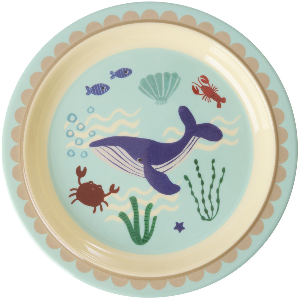 Rice Blue Ocean Print Melamine Kids Lunch Tallrik