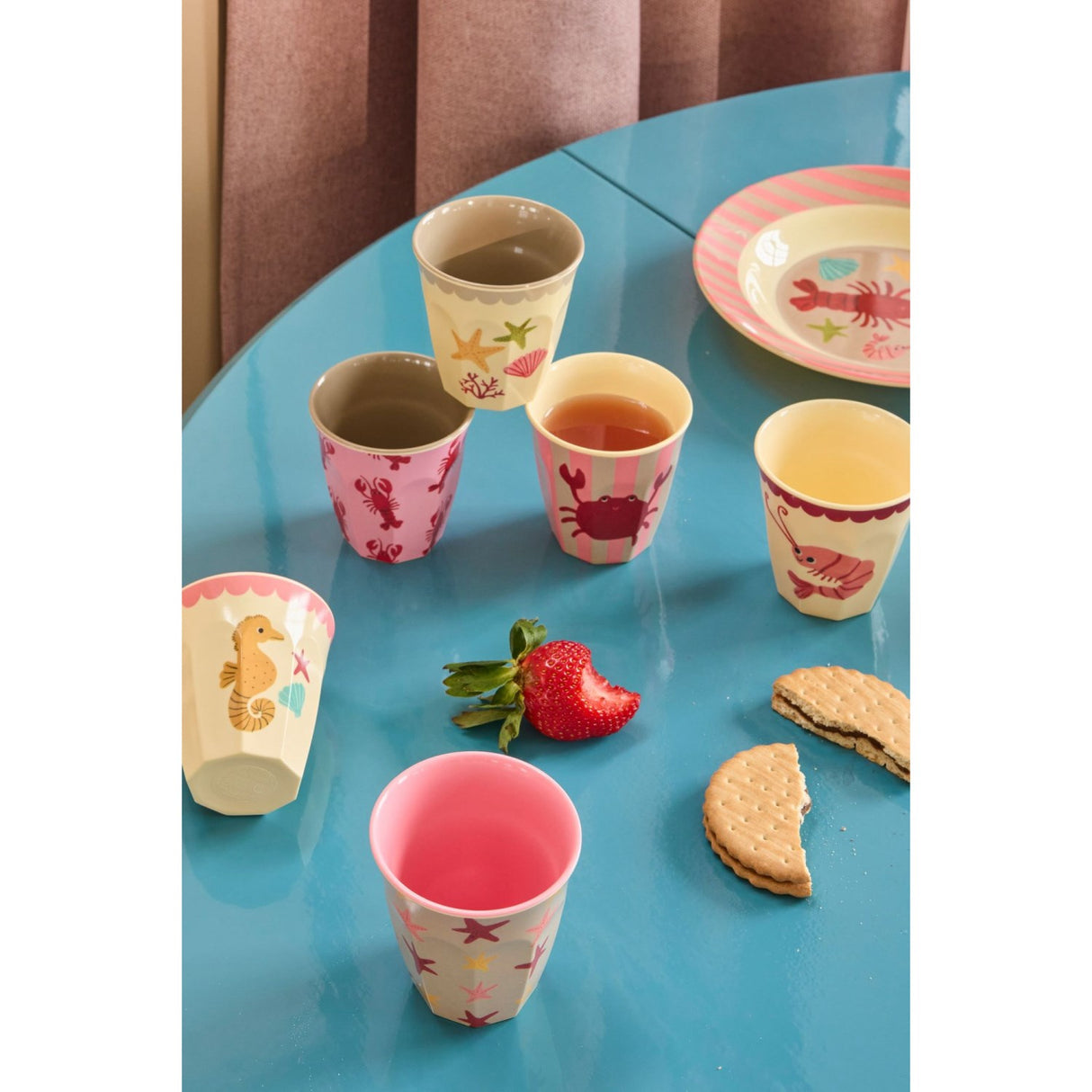 Rice Coral Ocean Print Melamine Cups Small 6 Pack 160 Ml