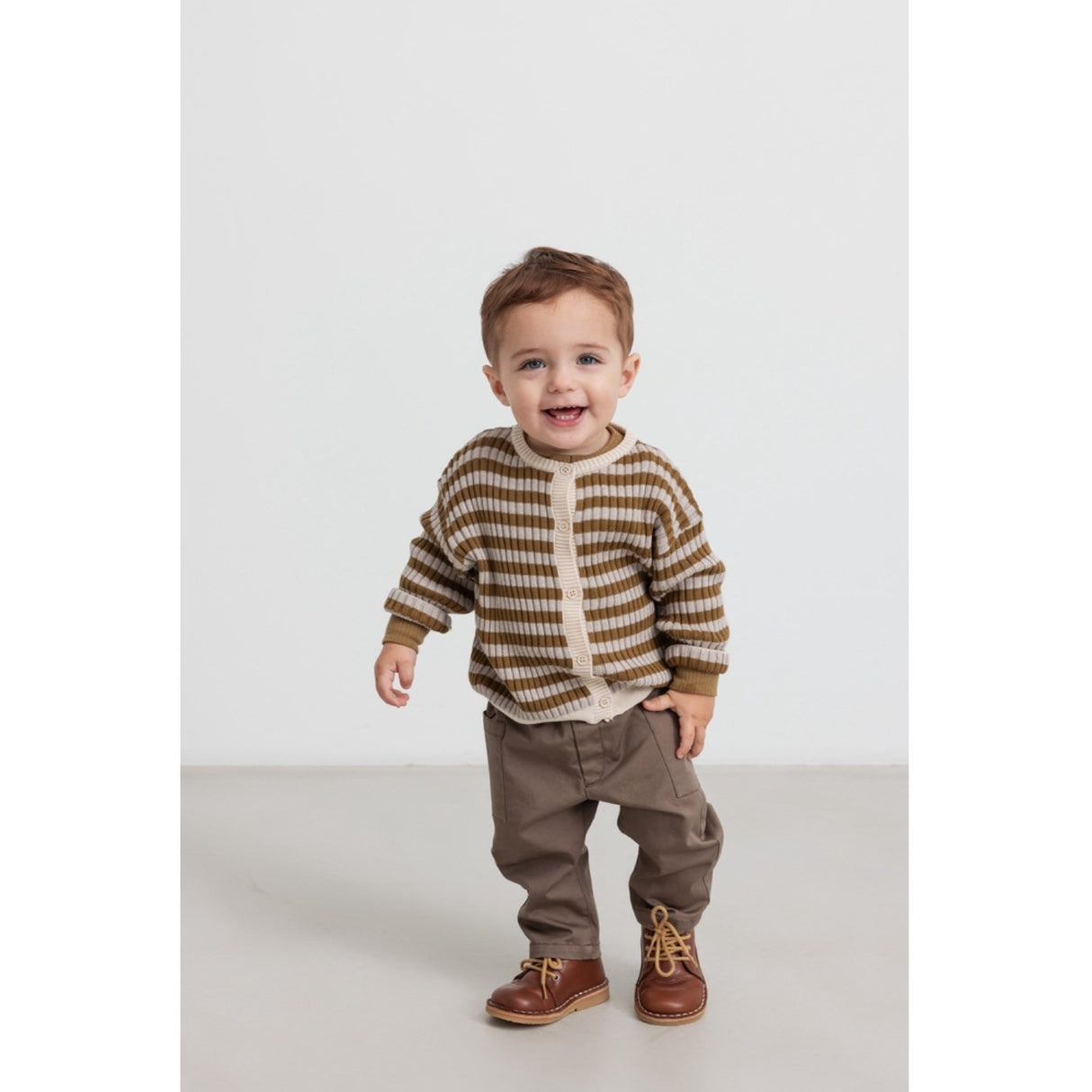 MarMar Modal Mix Stripe Cashew Mel. Stripe Tob Stickad Cardigan