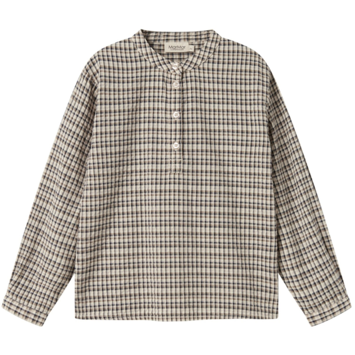 MarMar Seersucker Check Pilot Navy Check Tokyo Skjorta