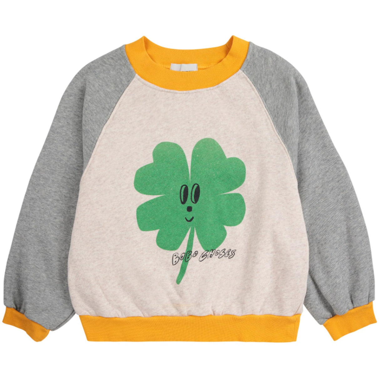 Bobo Choses Heather Grey Lucky Clover Ranglan Sweatshirt