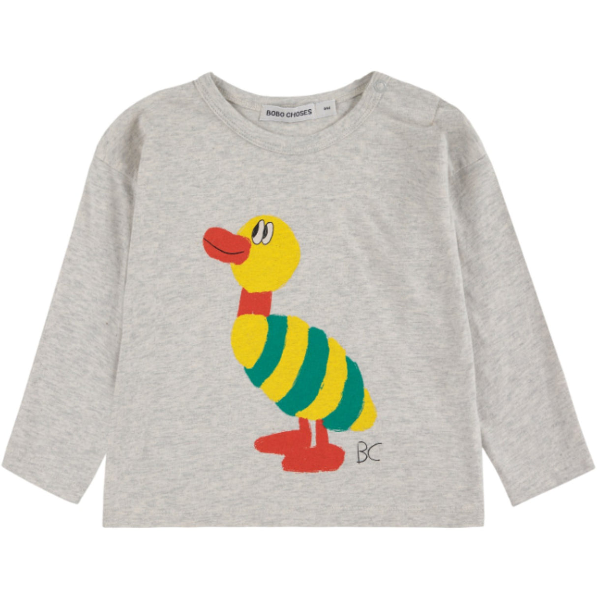 Bobo Choses Light Heather Grey Striped Duck T-Shirt