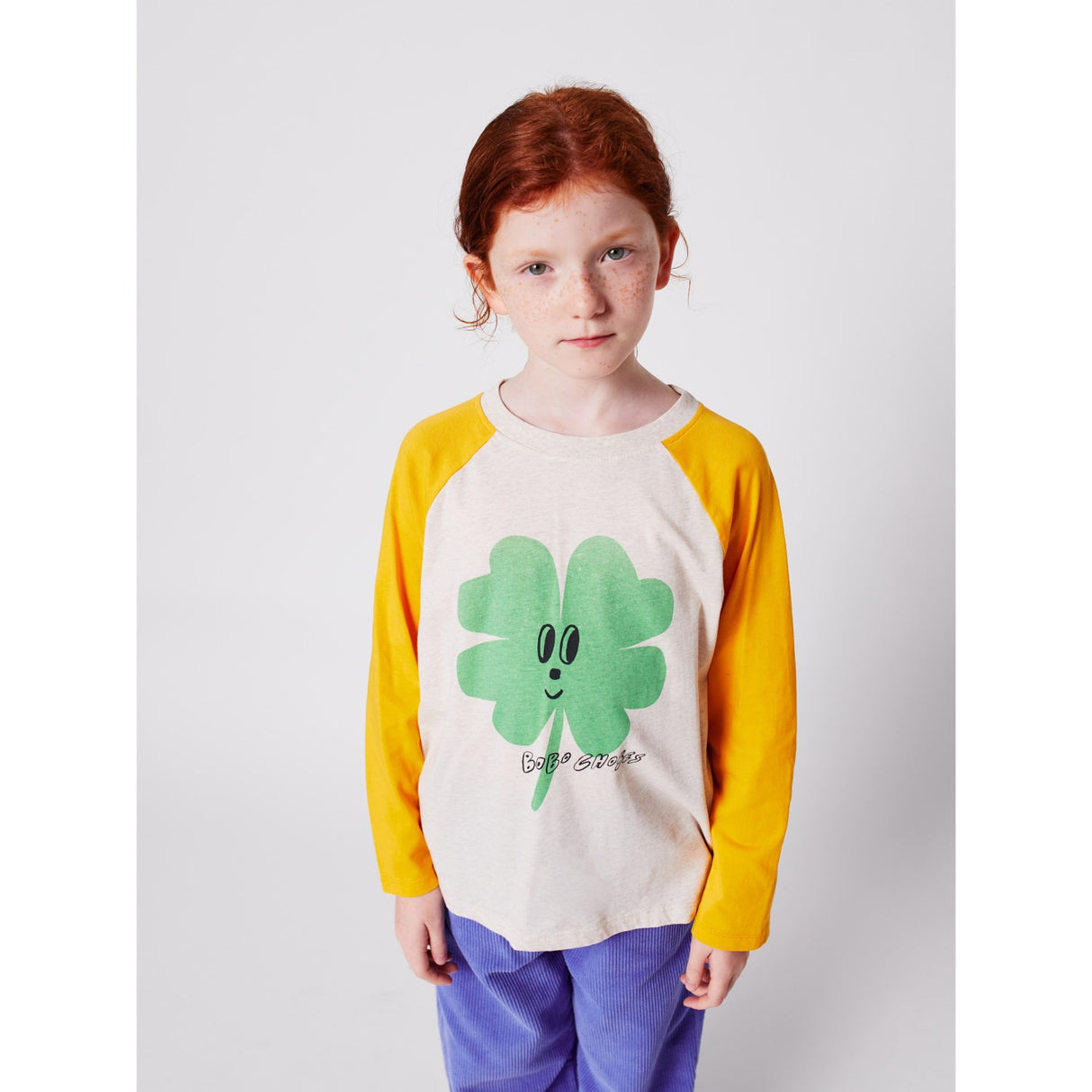Bobo Choses Yellow Lucky Clover Ranglan Ärmar T-Shirt