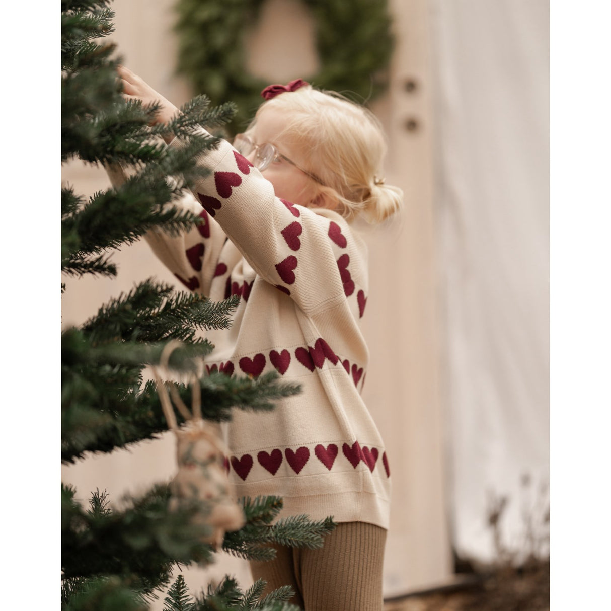 Hanevild Ivory Red Heart Blus