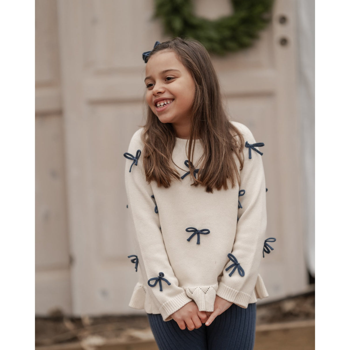 Hanevild Ivory More Bows Sweater