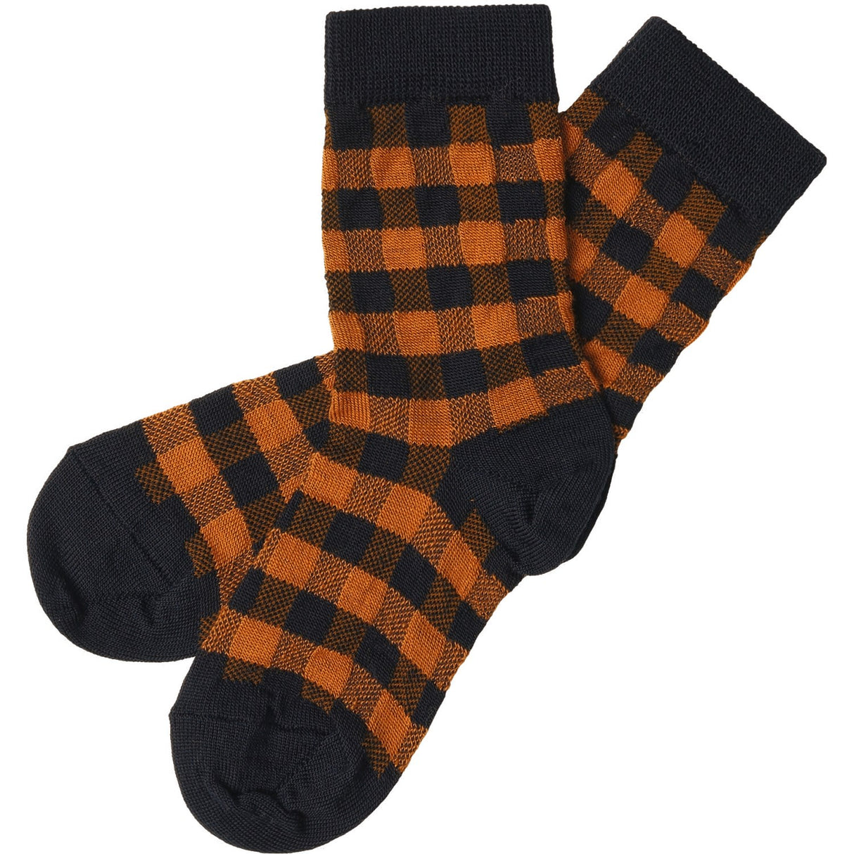 FUB Dark Navy/Burnt Amber 2-Pack Check Strumpor