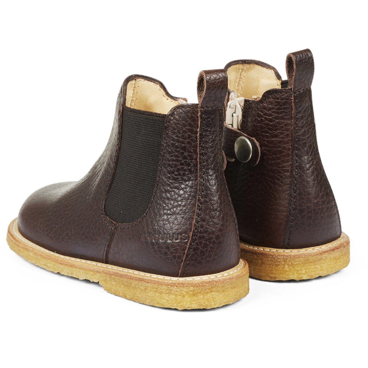 Angulus Mörkbrun/Brun Klassisk Chelsea Känga med Resår och Dragkedja