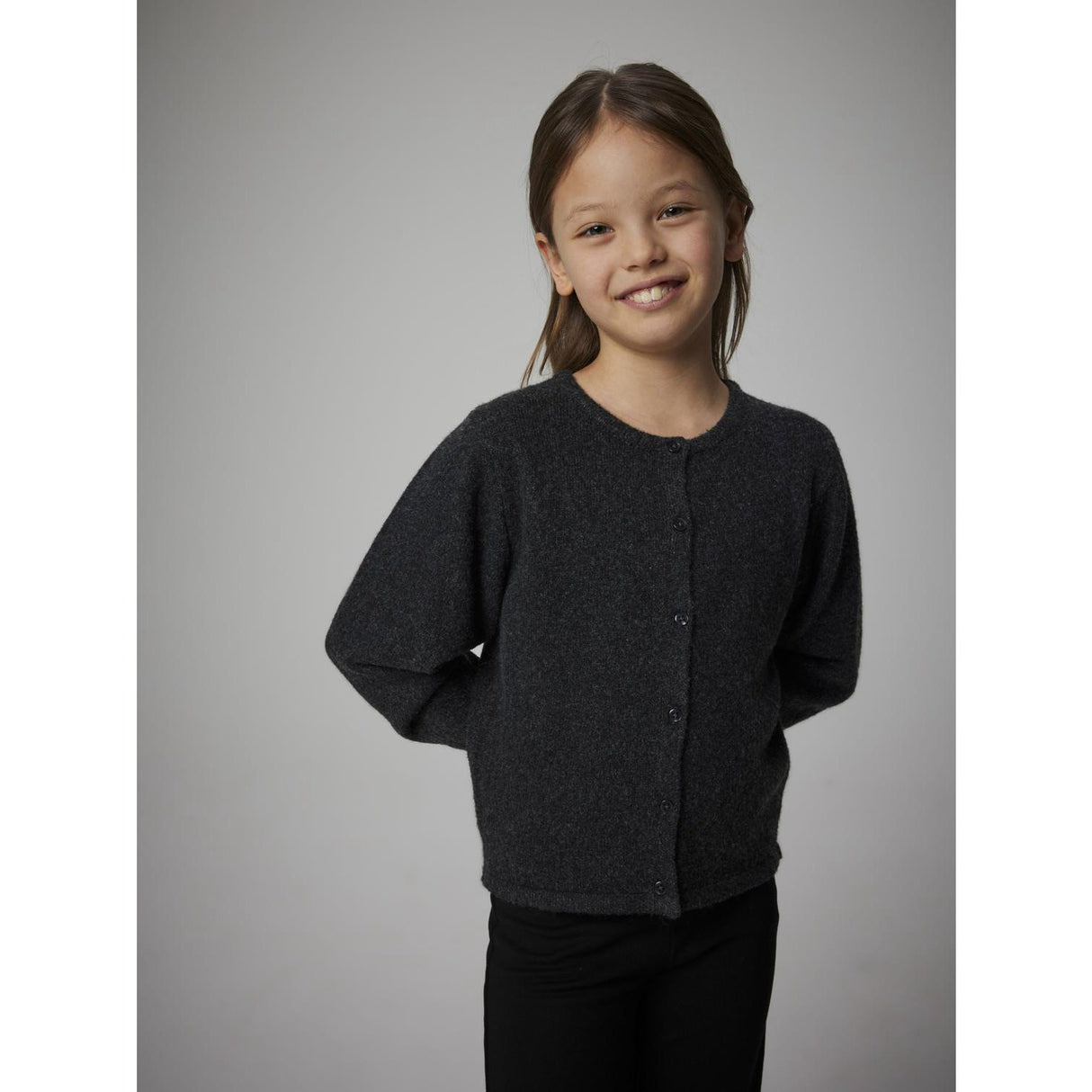 Name It Dark Grey Melange Nkfsaluna Ls Stickad Card Noos