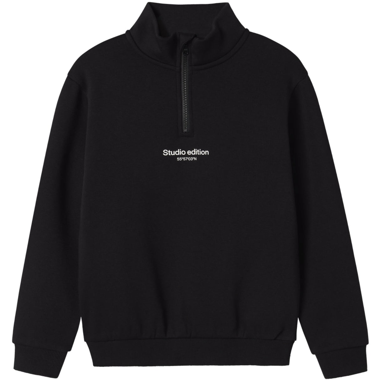 Name It Black W. White Print Nkmbrody Ls Nreg Sweat Zip Bru Noos