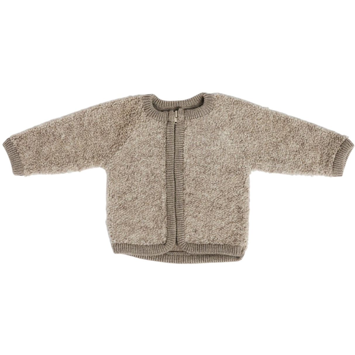 Smallstuff Natur Melange Cardigan Med Dragkedja Bouclé Merino Ull