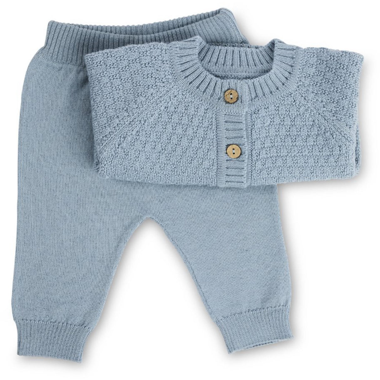 Smallstuff Blue Byxor Flat Stickad Merino Ull