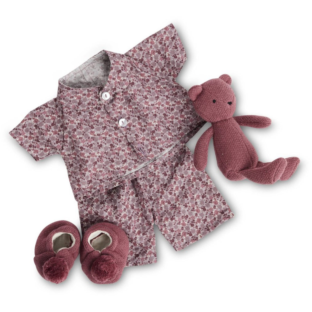 Smallstuff Docka Clothing Flower Pyjamas Med Tossor & Nallebjörn