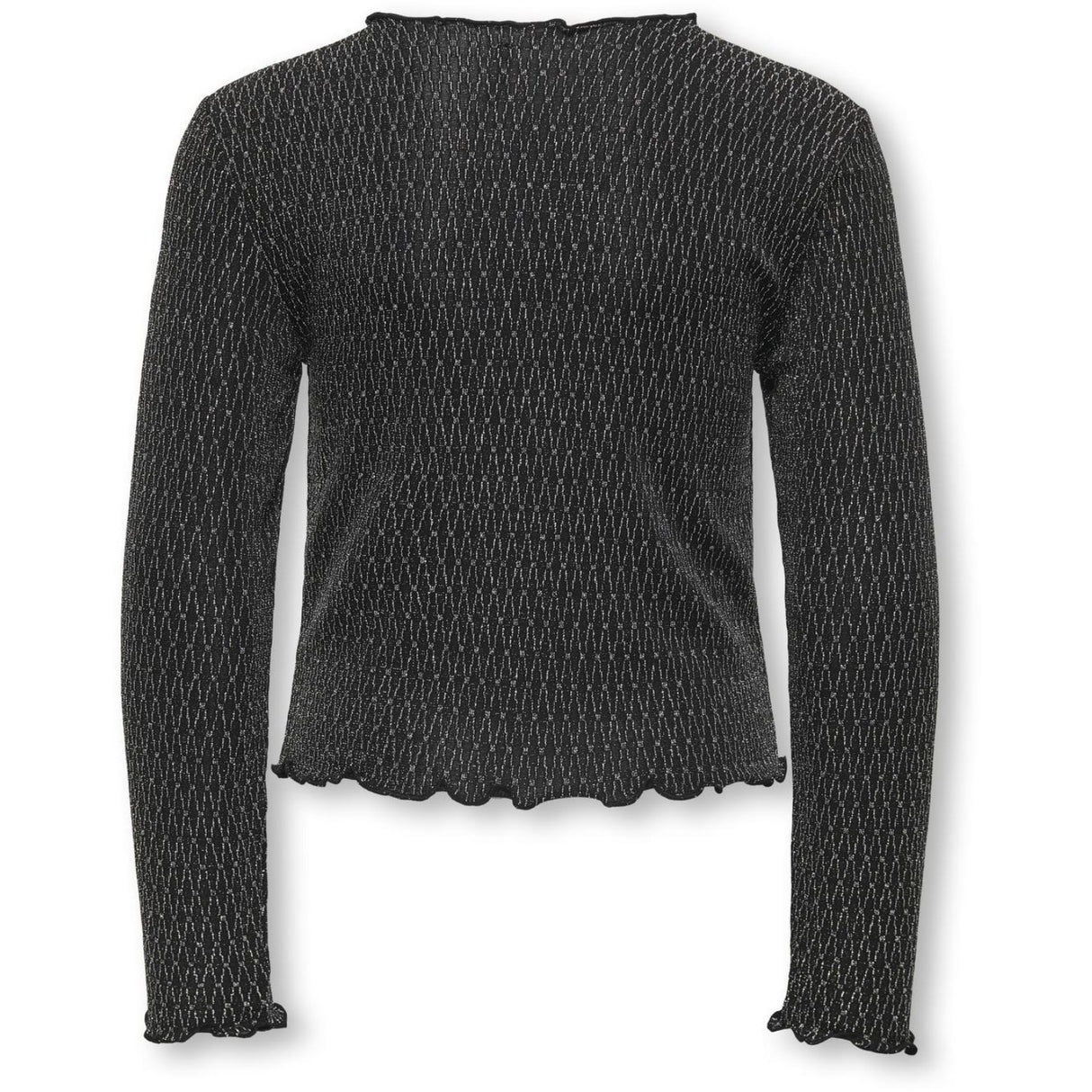 kids ONLY Black Lurex Silver/Harlekin Kogqueen L/S Glitter Topp Bf Jrs
