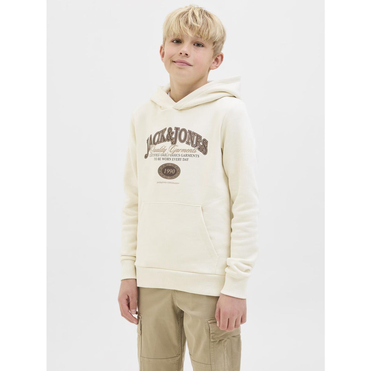 Jack & Jones Junior Antique White Jjari Branding Sweat Huva Jnr