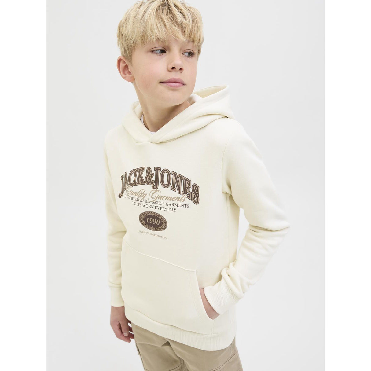 Jack & Jones Junior Antique White Jjari Branding Sweat Huva Jnr