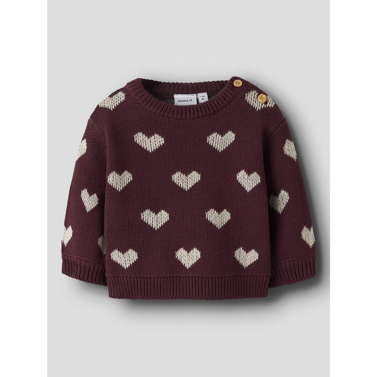 Name It Burgundy Peyote Heart Nbfoana Ls Stickad