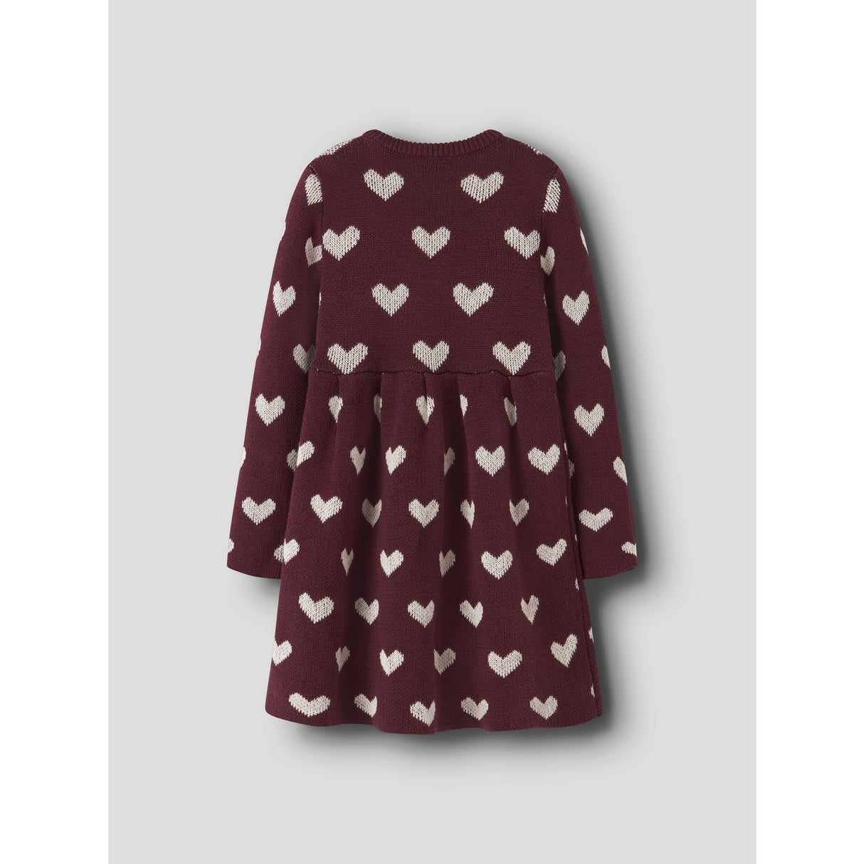 Name It Burgundy Peyote Heart Nmfoana Ls Stickad Klänning