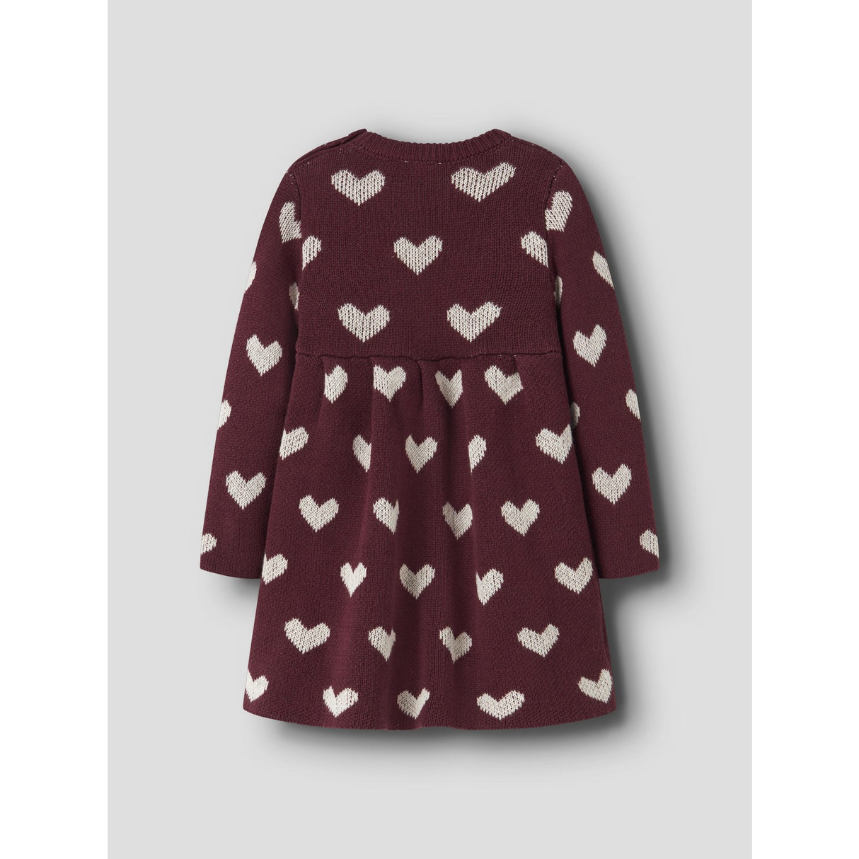 Name It Burgundy Peyote Heart Nbfoana Ls Stickad Klänning