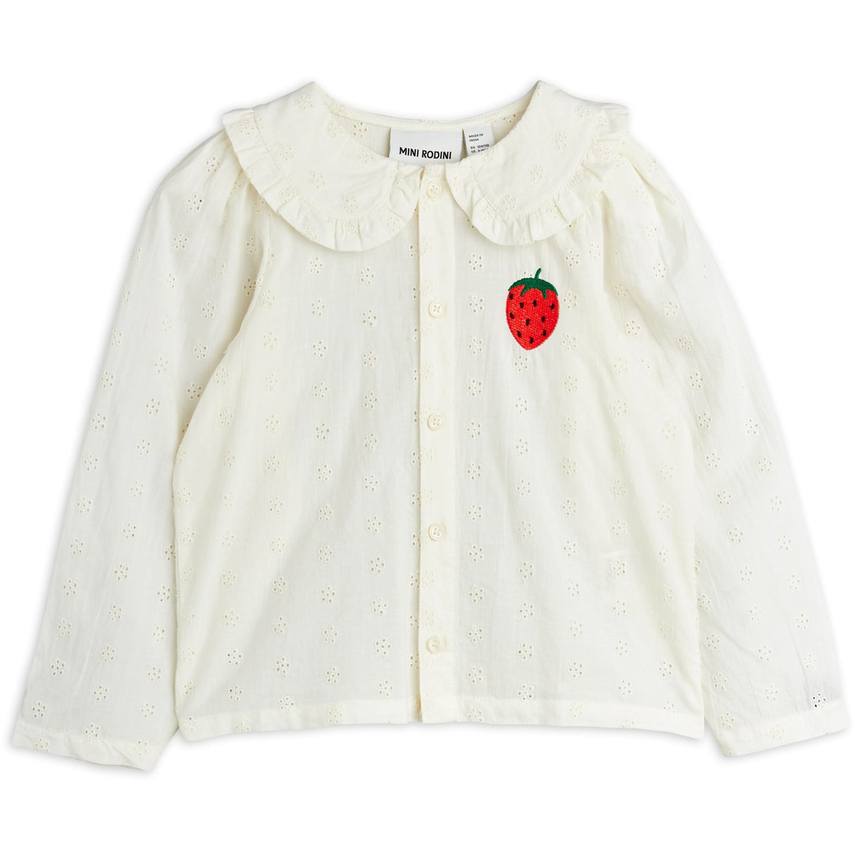 Mini Rodini White Strawberry Emb Schiffli Blus