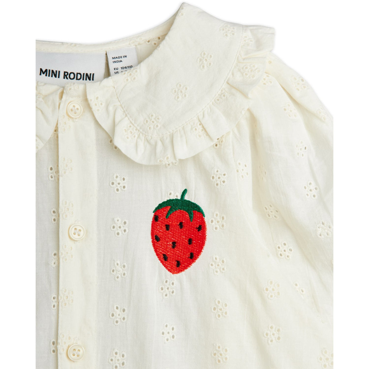 Mini Rodini White Strawberry Emb Schiffli Blus