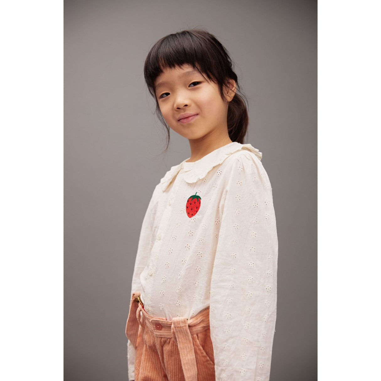 Mini Rodini White Strawberry Emb Schiffli Blus