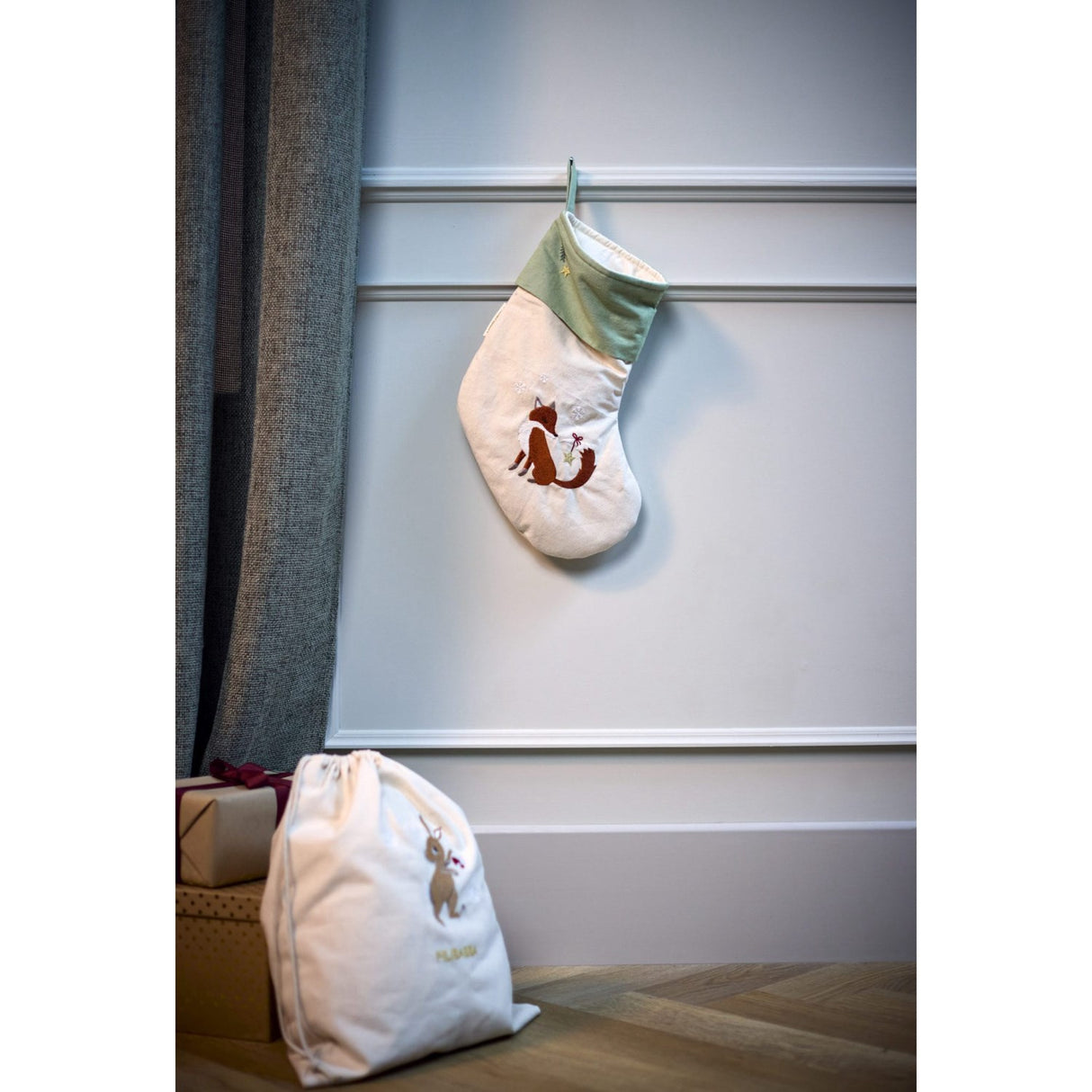 FILIBABBA Fox Embroidered Stocking Wonderful Winter