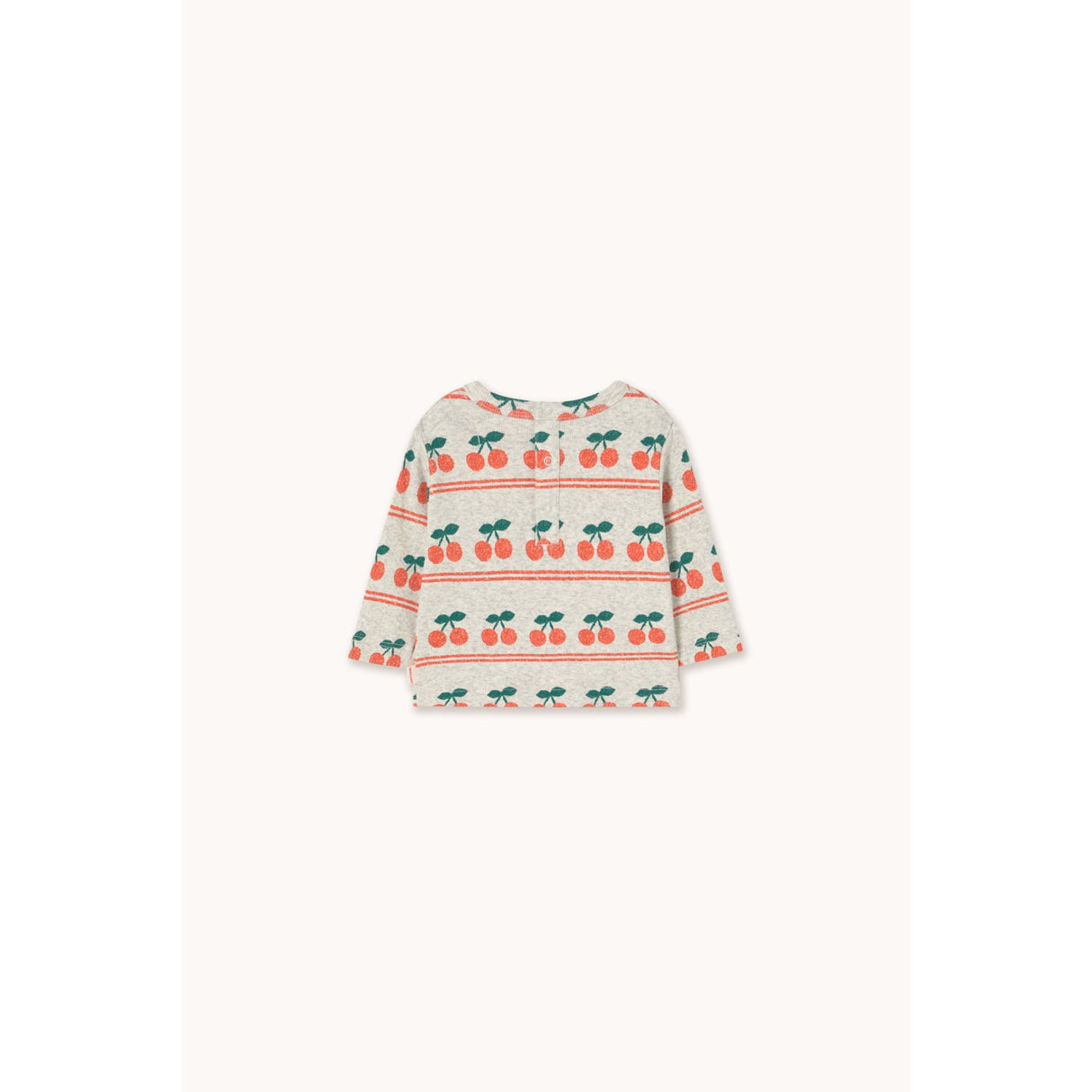 TinyCottons Light Cream Cherry Pattern Rib Baby T-Shirt