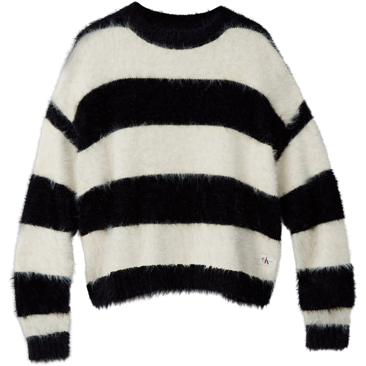 Calvin Klein Whitecap Gray / Ck Black Ck Stripe Cn Sweater