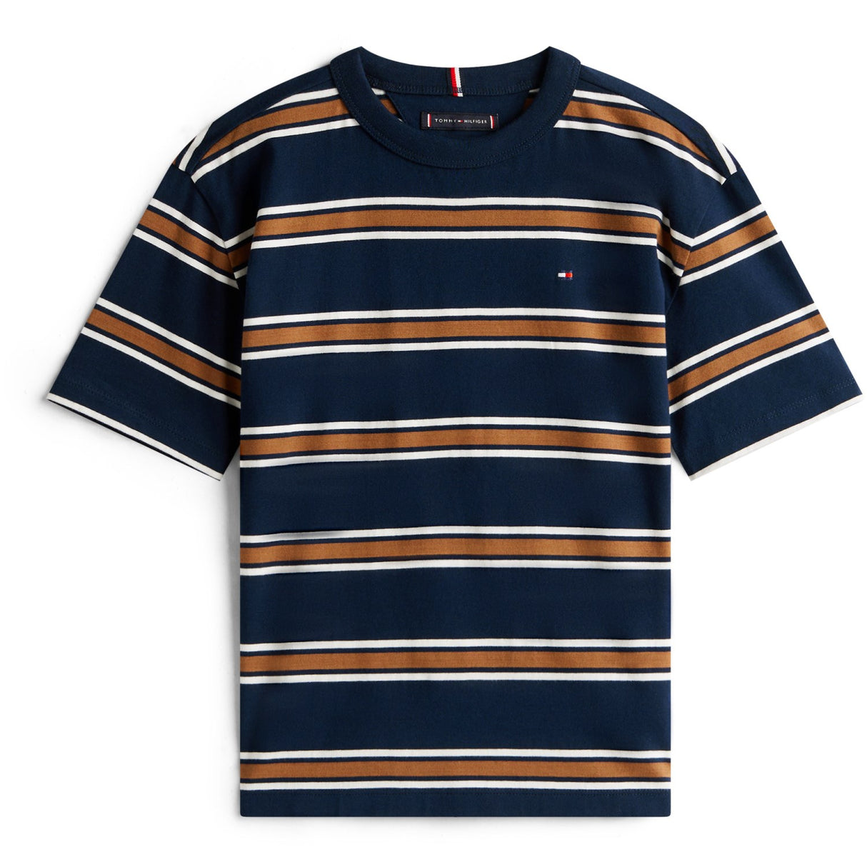 Tommy Hilfiger Navy Multi Stripe Bomull Stripe Tee Ss