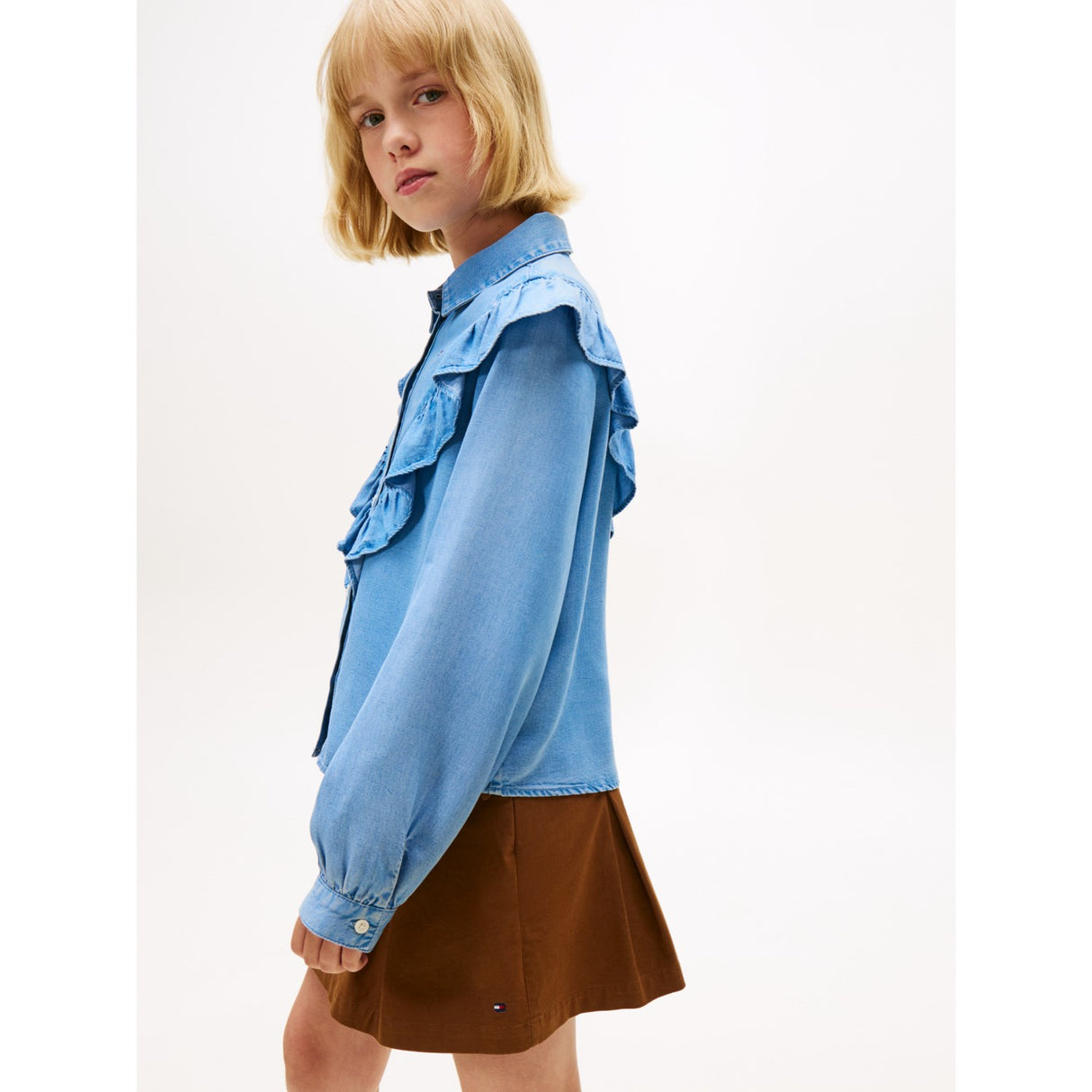 Tommy Hilfiger Denim Ruffle Blus L/S