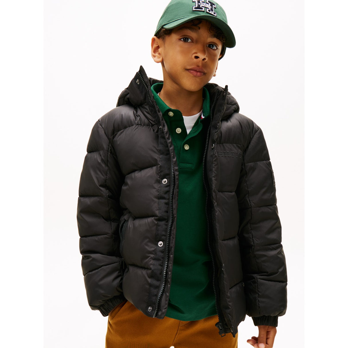 Tommy Hilfiger Black Matt Och Shine Embossed Jacka