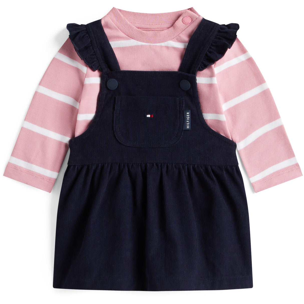 Tommy Hilfiger Dark Night Navy Baby Cord Dungaree Klänning Sett