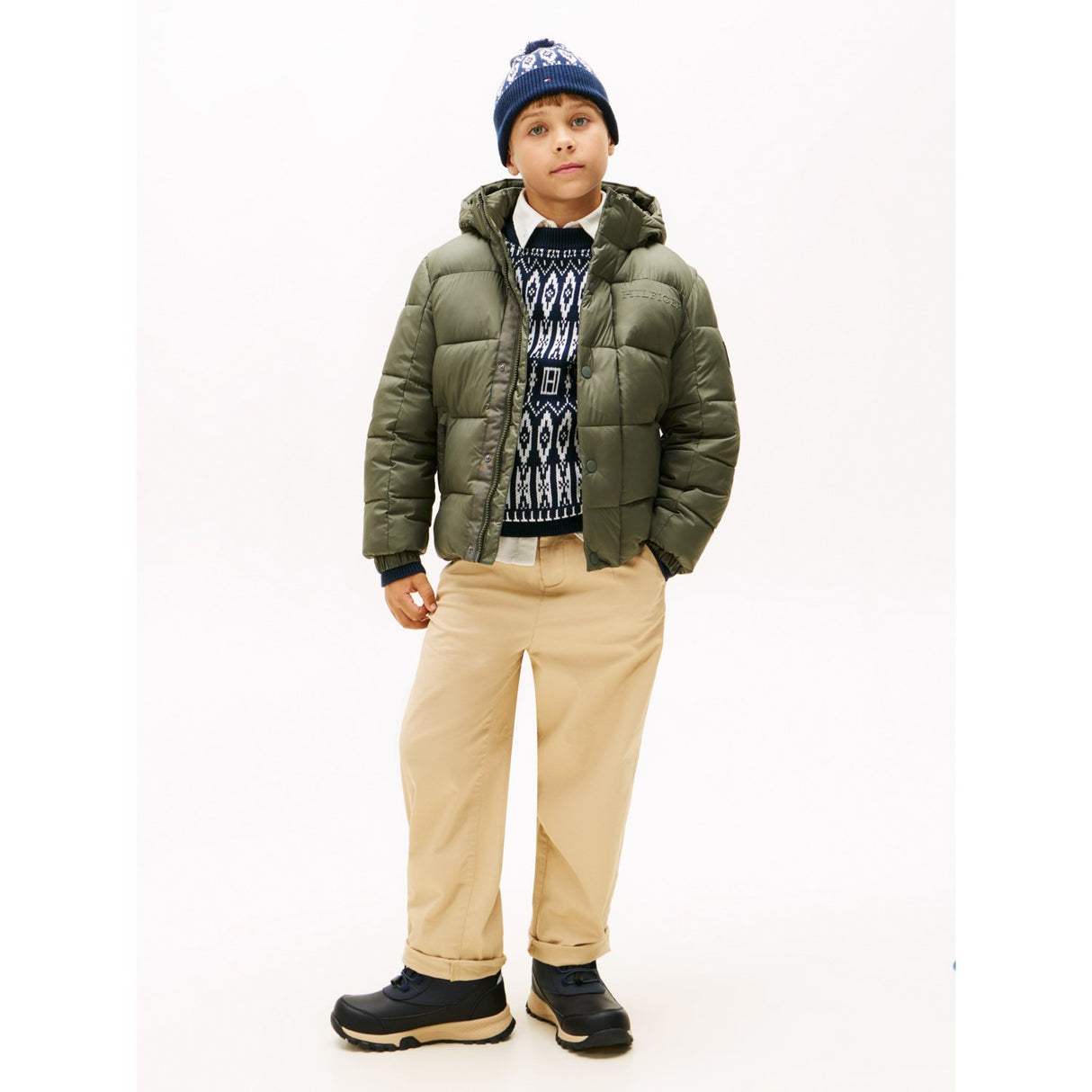 Tommy Hilfiger Pewter Green Matt Och Shine Embossed Jacka