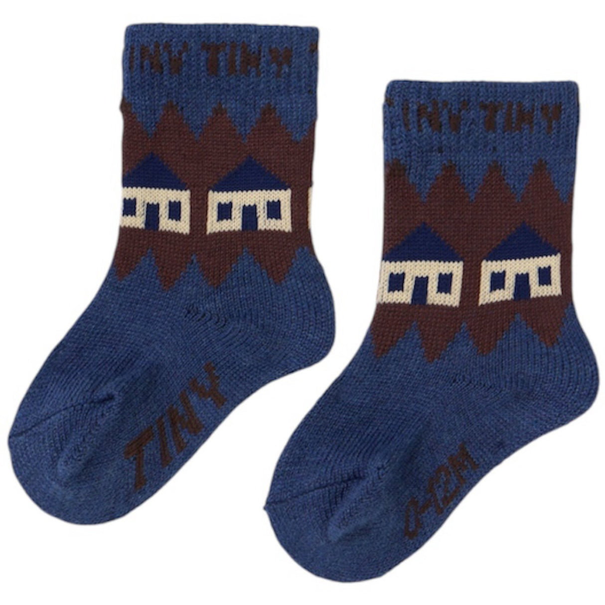 TinyCottons Light Navy Houses Ull Medium Strumpor