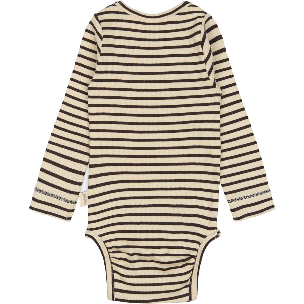 Petit Piao Coffee Bean/off White Body L/S Modal Striped