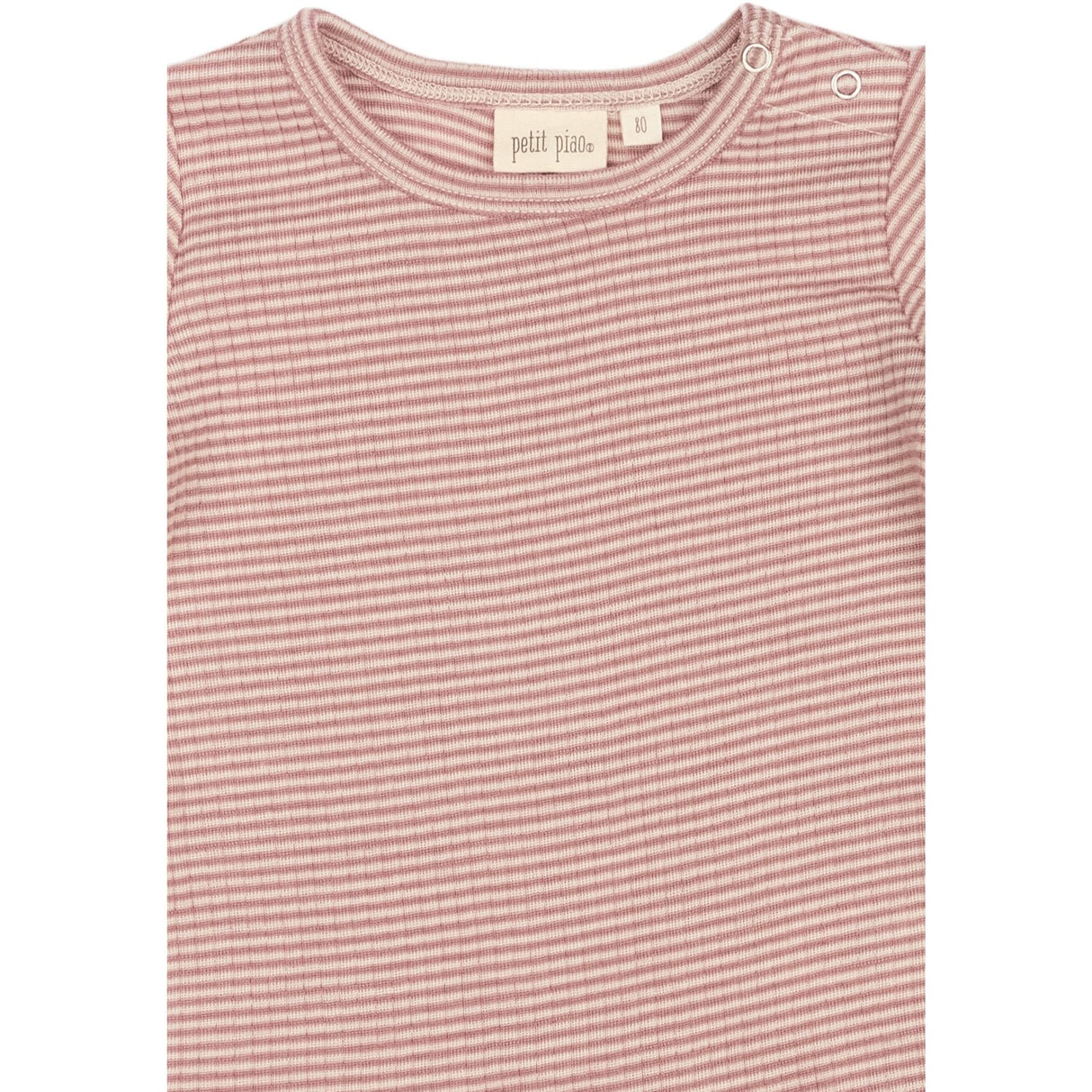 Petit Piao Nostalgic Rose/Dark Off White PPDante T-Shirt L/S Meriono Ull Striped