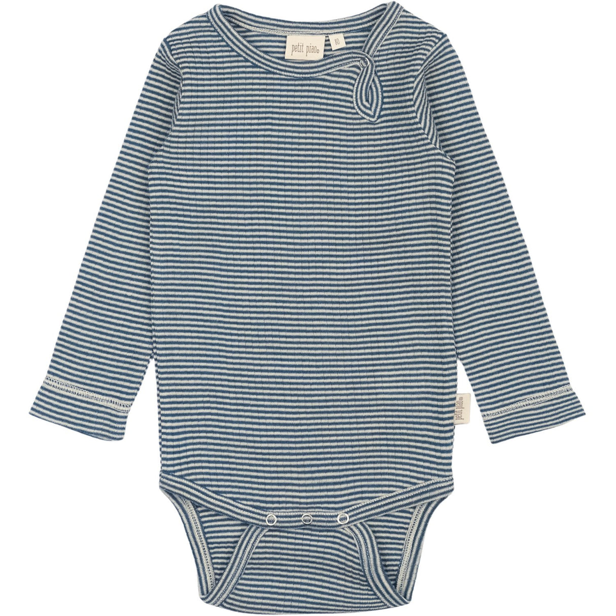 Petit Piao Ensign Blue/dark Off White PPDante Body L/S Merino Ull Striped