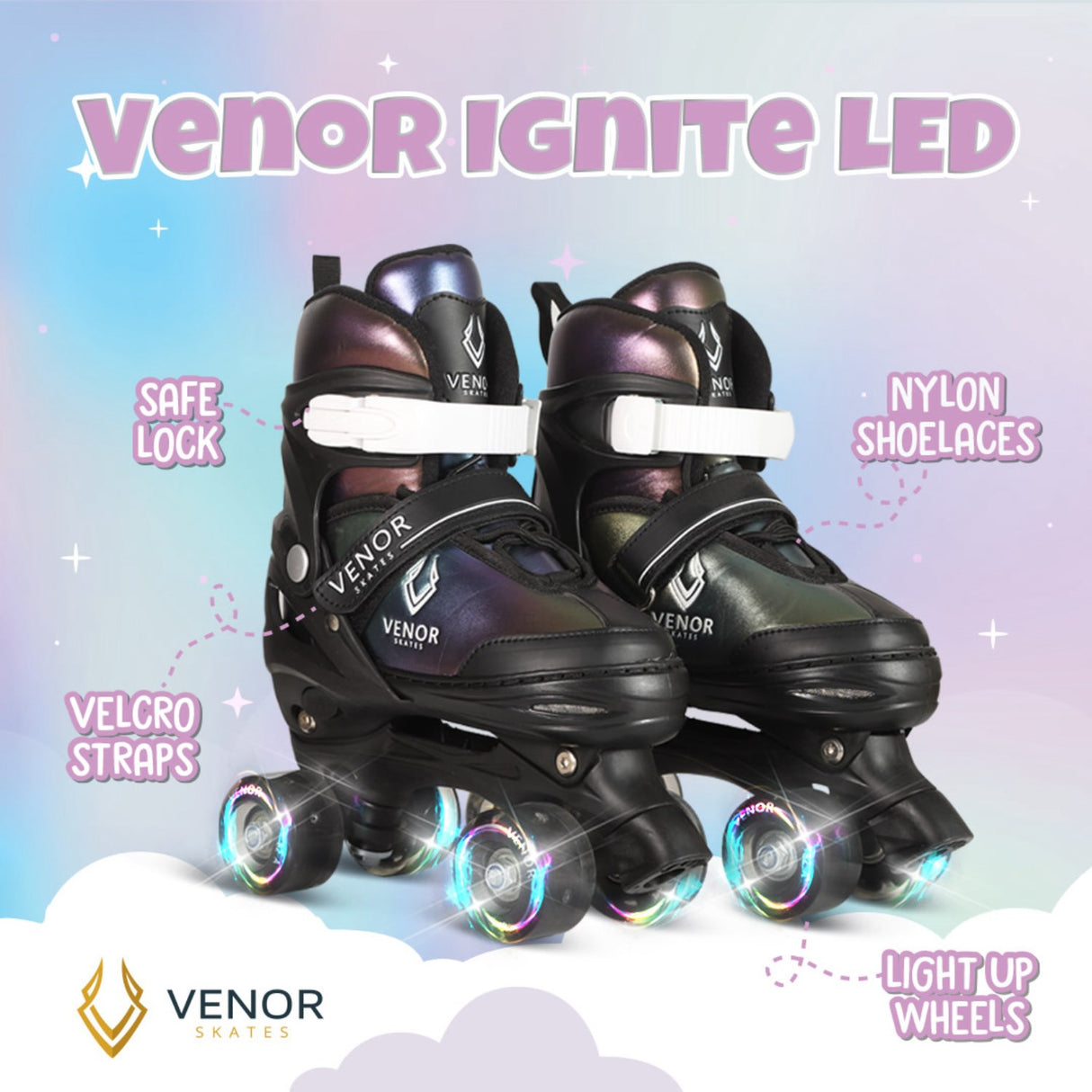 VENOR Chameleon Rainbow Ignite LED Rullskridskor