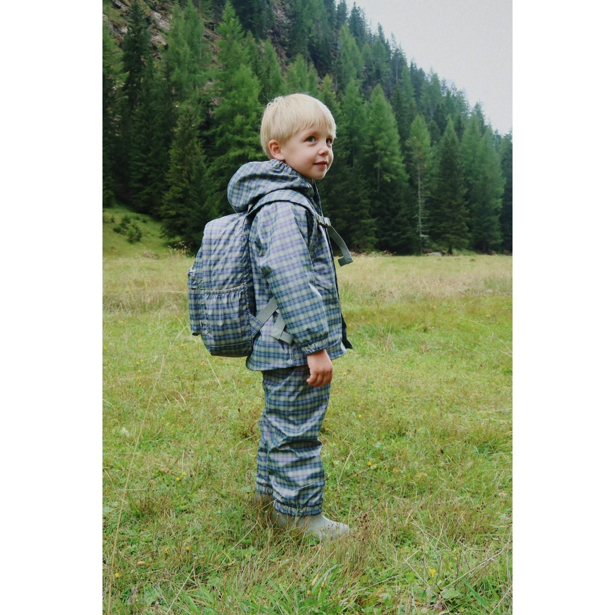 Konges Sløjd Laurel Blue Check Rainy Kids Ryggsäck Midi