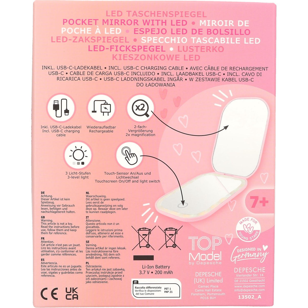 TOPModel Beauty And Me Foldable Pocket Spegel With LED
