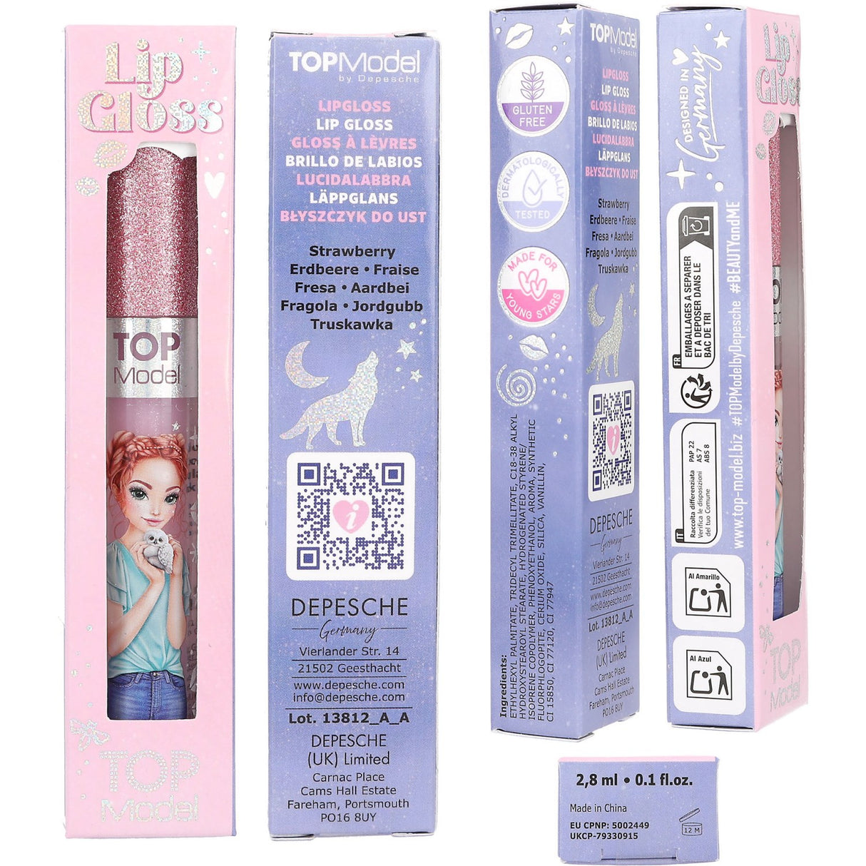 TOPModel Beauty And Me Rose Strawberry Lip Gloss Med Glitter Keps