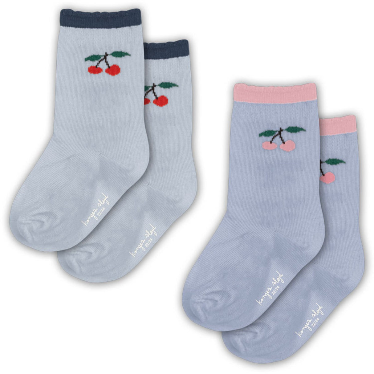 Konges Sløjd Blue Fog/Purple Impression 2 Pack Jaquard Frill Strumpor