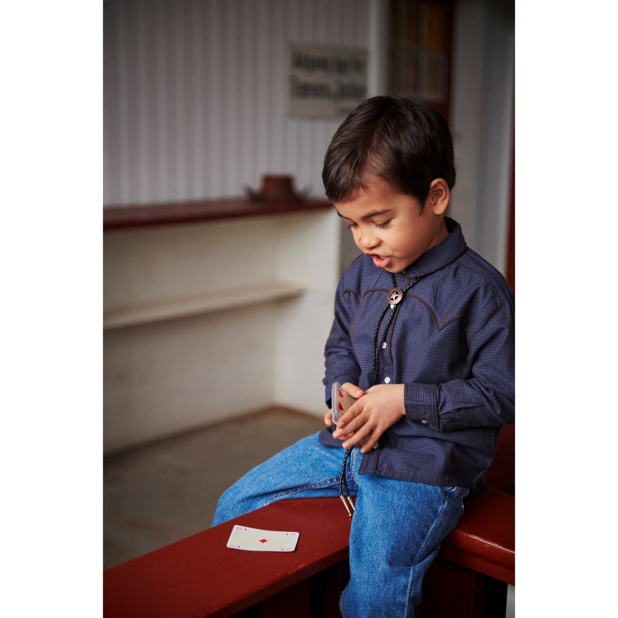 COPENHAGEN COLORS Brown/Blue Check Comb. Checkered Cowboy Skjorta