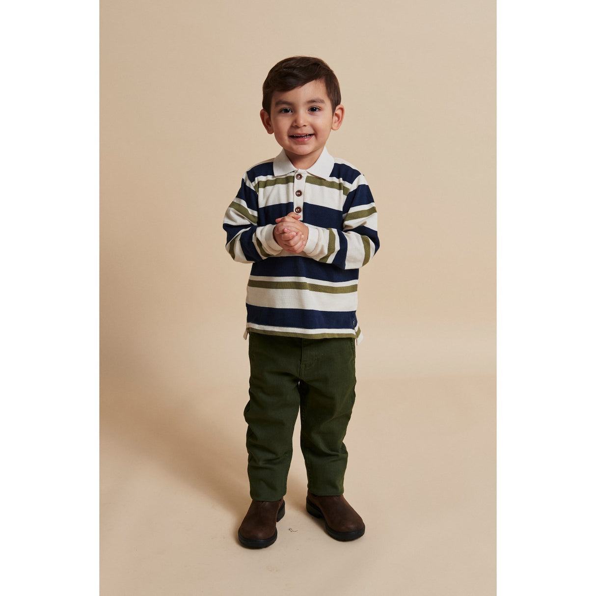 COPENHAGEN COLORS Green Combi Striped Pique Pikétröja Blus