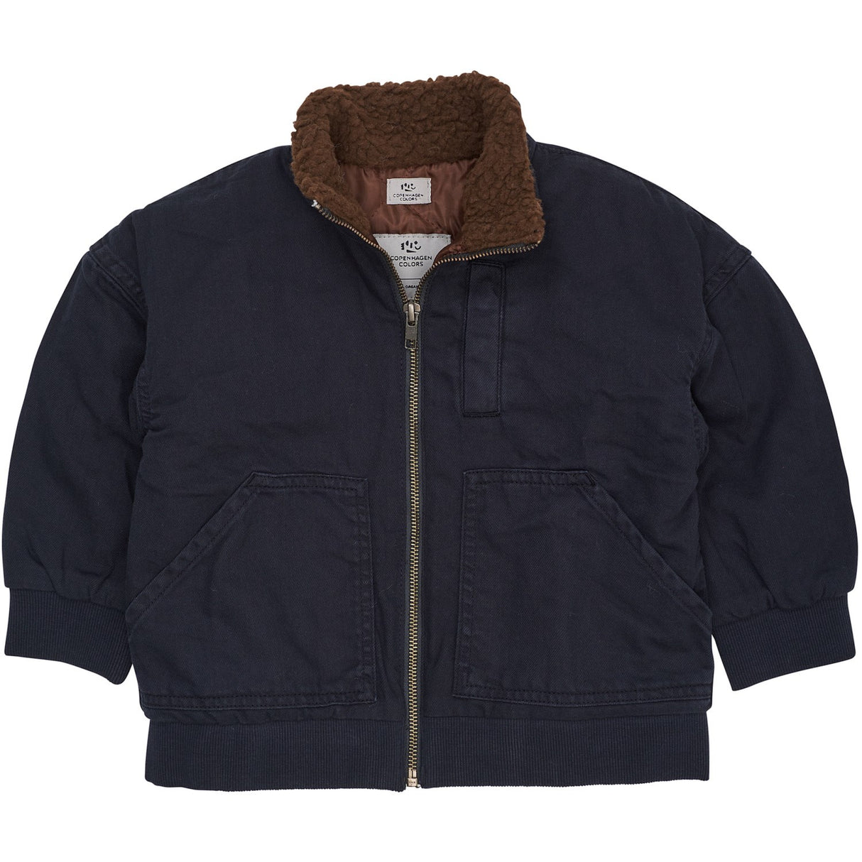 COPENHAGEN COLORS Navy Twill Bumper Jacka W. Sherpa Krage