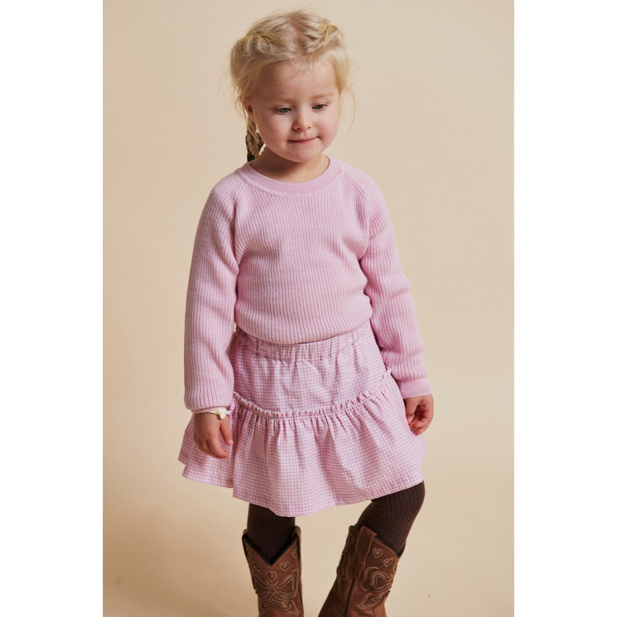 COPENHAGEN COLORS Syringa Comb. Houndstooth Kjol W. Tyll