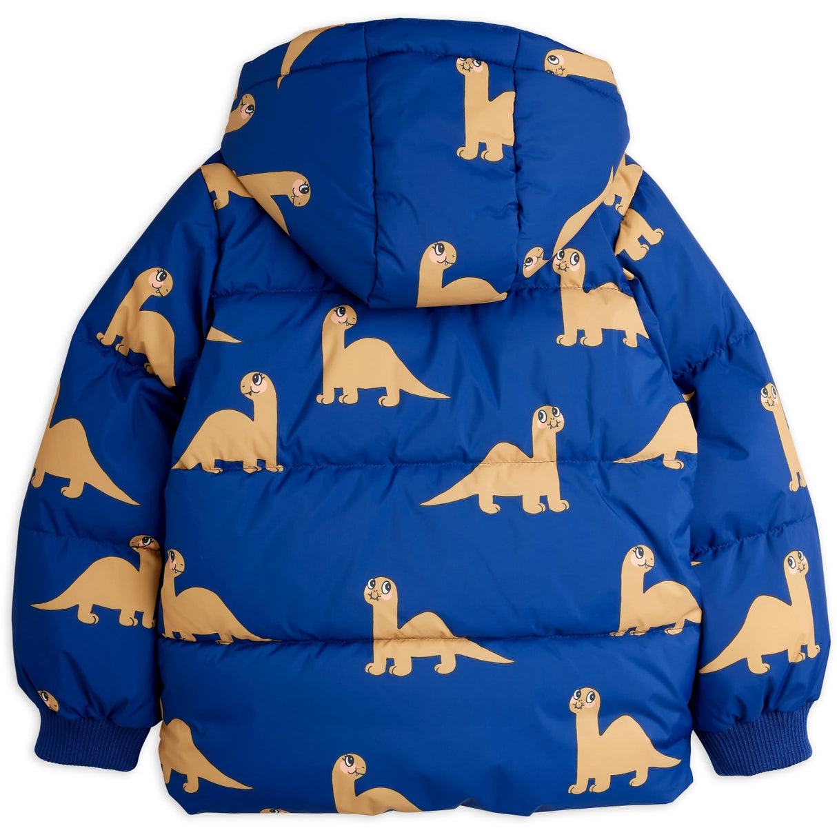 Mini Rodini Blue Dinos AOP Hooded Puffer
