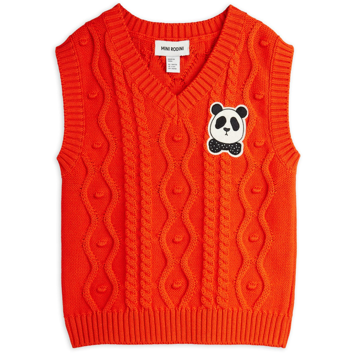Mini Rodini Red Panda Patch Cable Stickad V-Neck Slipover